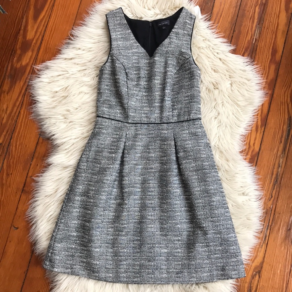 The Limited metallic silver tweed piped dress 0
